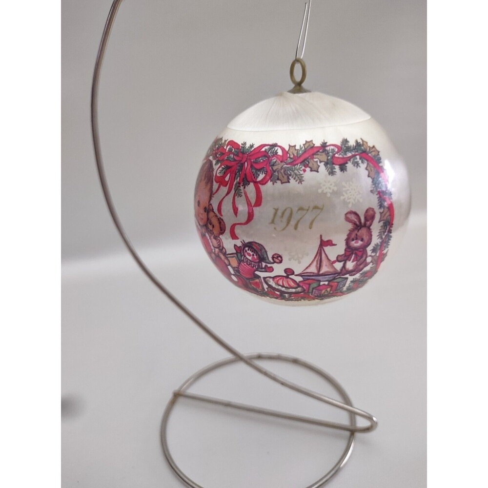 Hallmark Unbreakable: 1977 "Baby's First Christmas" Satin Ornament, No Outer Box